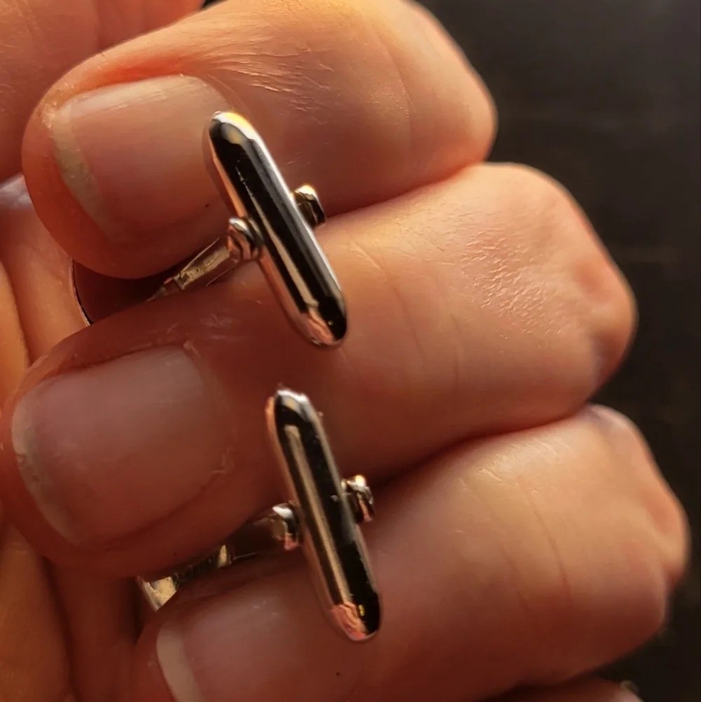 Elegant Silver Tone Starburst Cufflinks